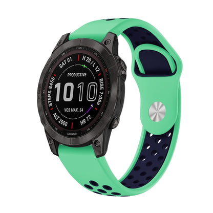 For Garmin Instinct 2 Solar Sports Breathable Silicone Watch Band(Mint Green+Midnight Blue) by bashfashion