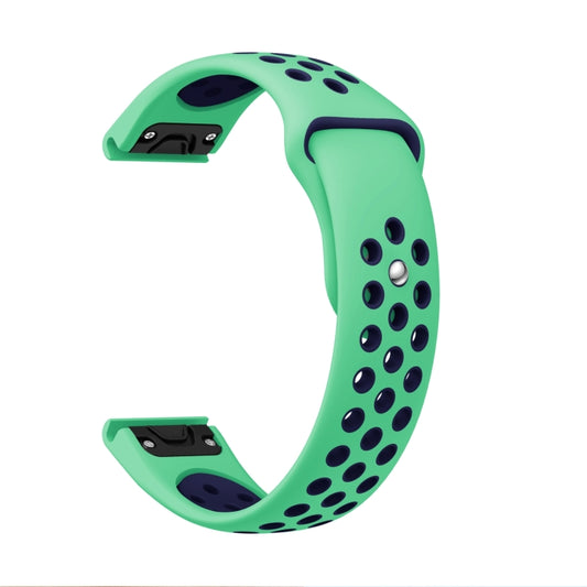 For Garmin Instinct 2 Solar Sports Breathable Silicone Watch Band(Mint Green+Midnight Blue) by bashfashion
