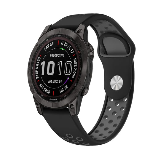For Garmin Instinct 2 Solar Sports Breathable Silicone Watch Band(Black+Grey) by bashfashion