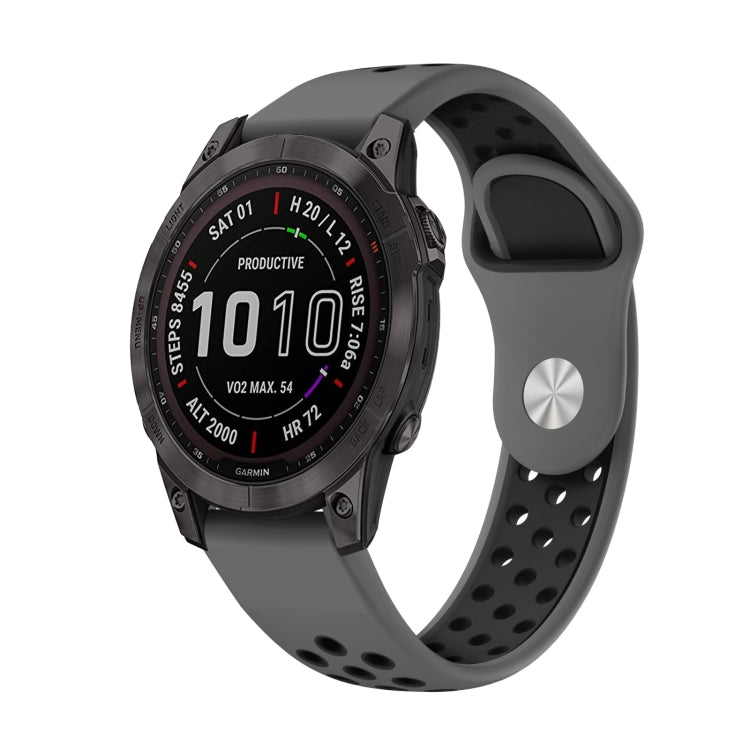 For Garmin Instinct 2 Solar Sports Breathable Silicone Watch Band(Grey+Black) by bashfashion