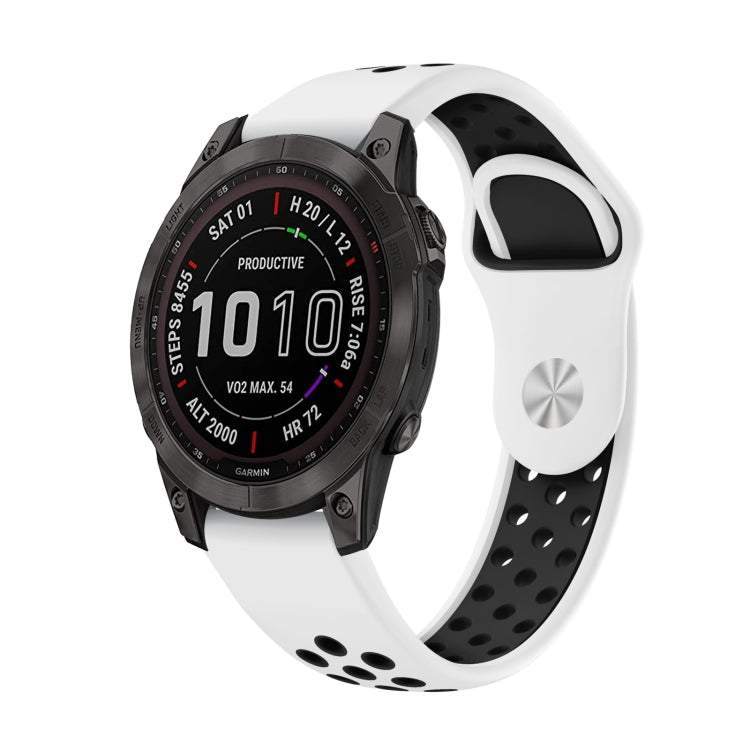 For Garmin Epix Pro 47mm Sports Breathable Silicone Watch Band(White+Black) by bashfashion