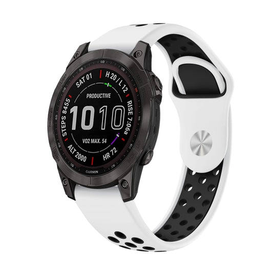 For Garmin Epix Pro 47mm Sports Breathable Silicone Watch Band(White+Black) by bashfashion