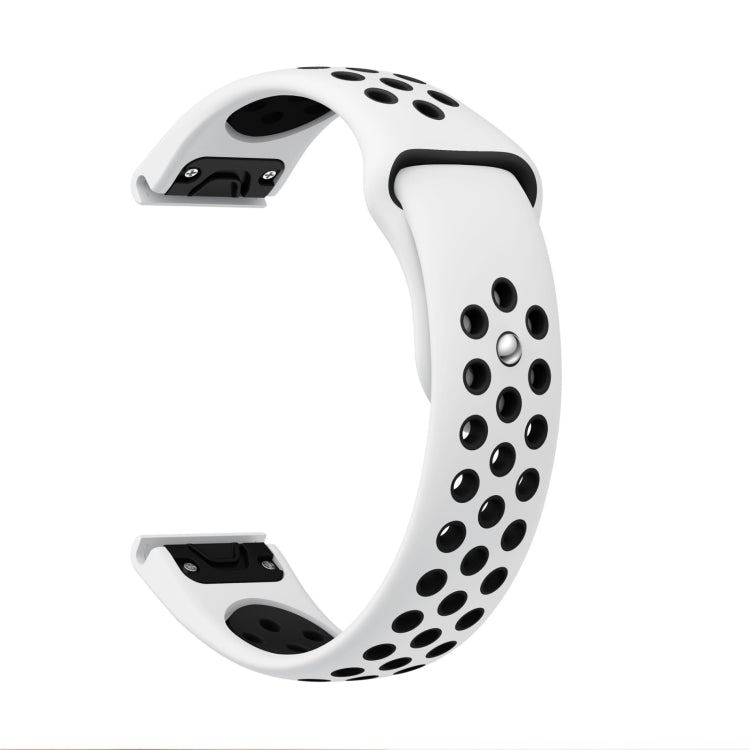 For Garmin Epix Pro 47mm Sports Breathable Silicone Watch Band(White+Black) by bashfashion