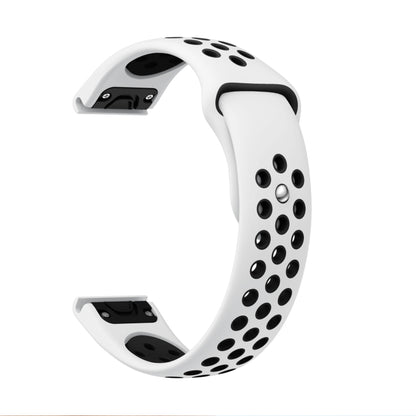 For Garmin Epix Pro 47mm Sports Breathable Silicone Watch Band(White+Black) by bashfashion