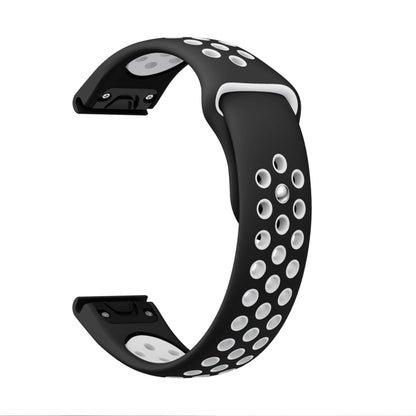 For Garmin Epix Pro 47mm Sports Breathable Silicone Watch Band(Black+White) by bashfashion