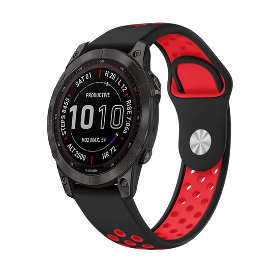 For Garmin Epix Pro 47mm Sports Breathable Silicone Watch Band(Black+Red) by bashfashion
