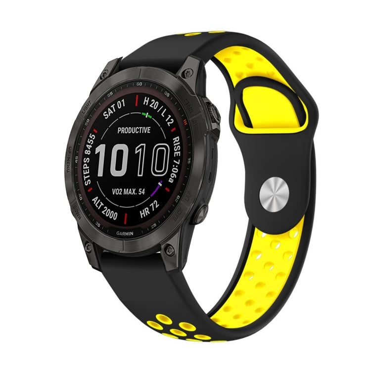 For Garmin Epix Pro 47mm Sports Breathable Silicone Watch Band(Black+Yellow) by bashfashion