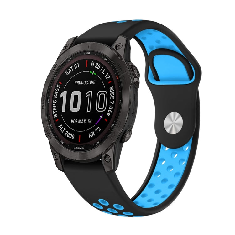 For Garmin Epix Pro 47mm Sports Breathable Silicone Watch Band(Black+Blue) by bashfashion