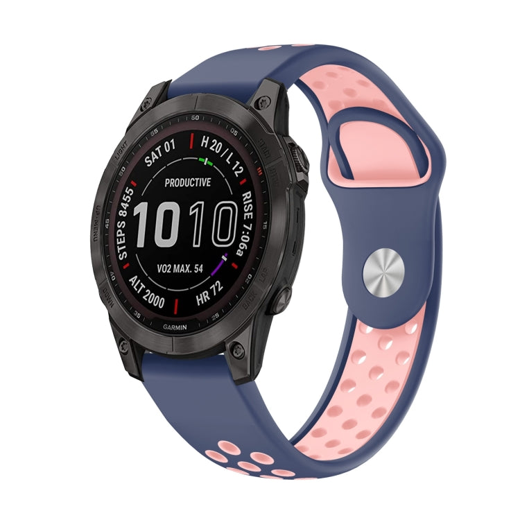 For Garmin Epix Pro 47mm Sports Breathable Silicone Watch Band(Midnight Blue+Pink) by bashfashion