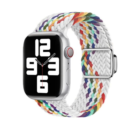 For Apple Watch Ultra 49mm Nylon Loop Magnetic Buckle Watch Band(White Rainbow) by bashfashion