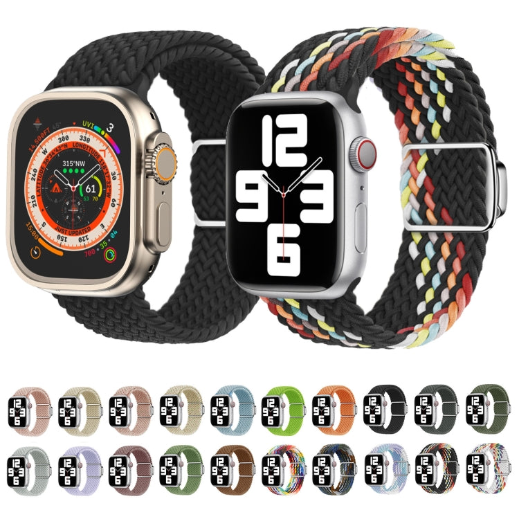 For Apple Watch Ultra 49mm Nylon Loop Magnetic Buckle Watch Band(Black Rainbow) by bashfashion