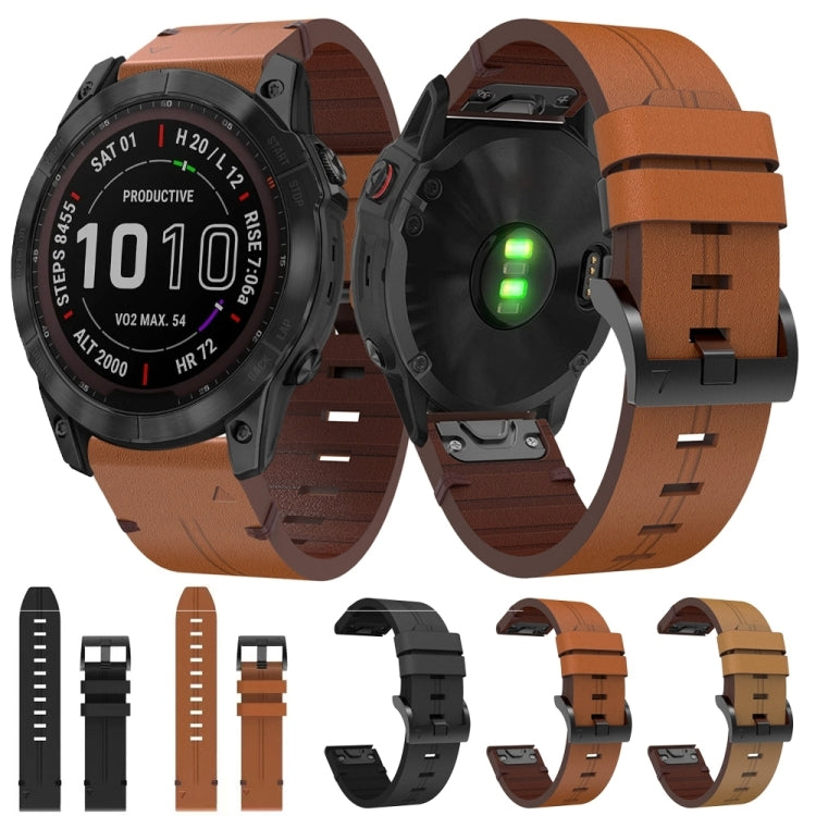 For Garmin Enduro 2 Leather Steel Buckle Watch Band(Black) by bashfashion