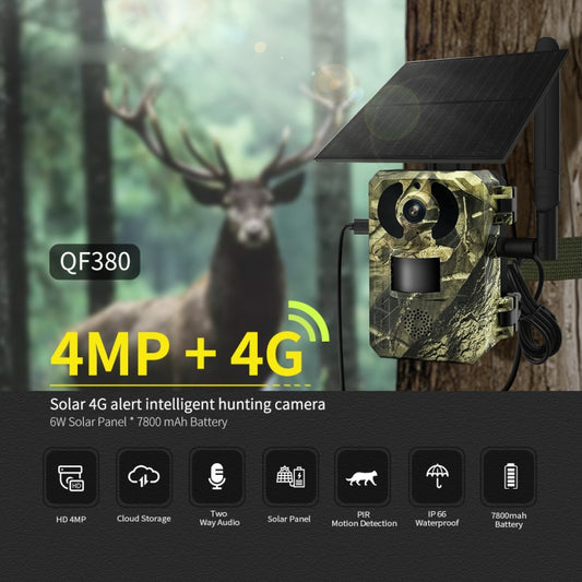 ESCAM QF380 4MP Network Solar PIR Alert Smart Wildlife Hunting Camera, 4G:US Version(Camouflage) by ESCAM
