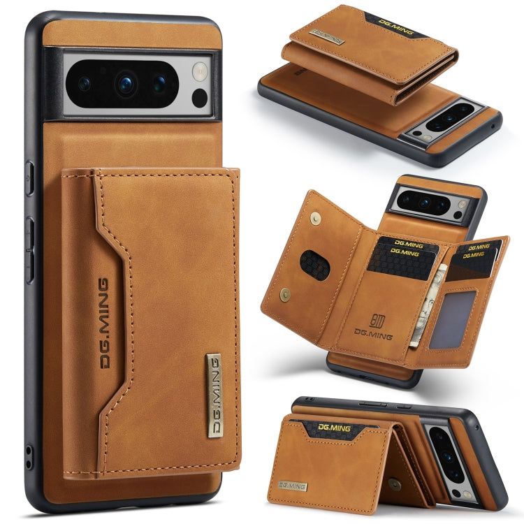 For Google Pixel 8 Pro DG.MING M2 Series 3-Fold Multi Card Bag + Magnetic Phone Case(Brown) by DG.MING