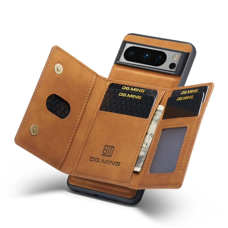 For Google Pixel 8 Pro DG.MING M2 Series 3-Fold Multi Card Bag + Magnetic Phone Case(Brown) by DG.MING