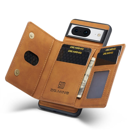 For Google Pixel 8 DG.MING M2 Series 3-Fold Multi Card Bag + Magnetic Phone Case(Brown) by DG.MING