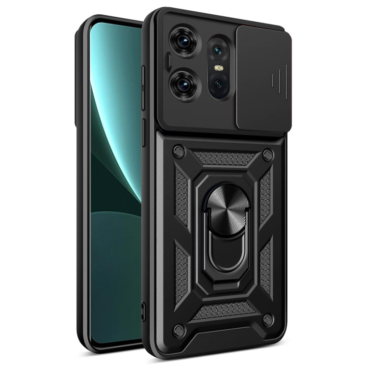 For Motorola Edge 50 Pro Global Sliding Camera Cover Design TPU+PC Phone Case(Black) by bashfashion