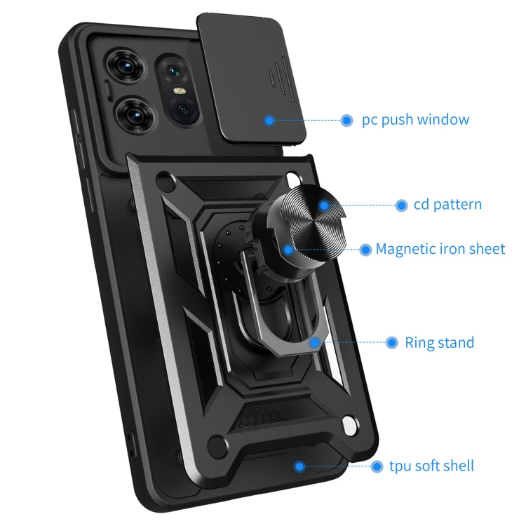 For Motorola Edge 50 Pro Global Sliding Camera Cover Design TPU+PC Phone Case(Black) by bashfashion