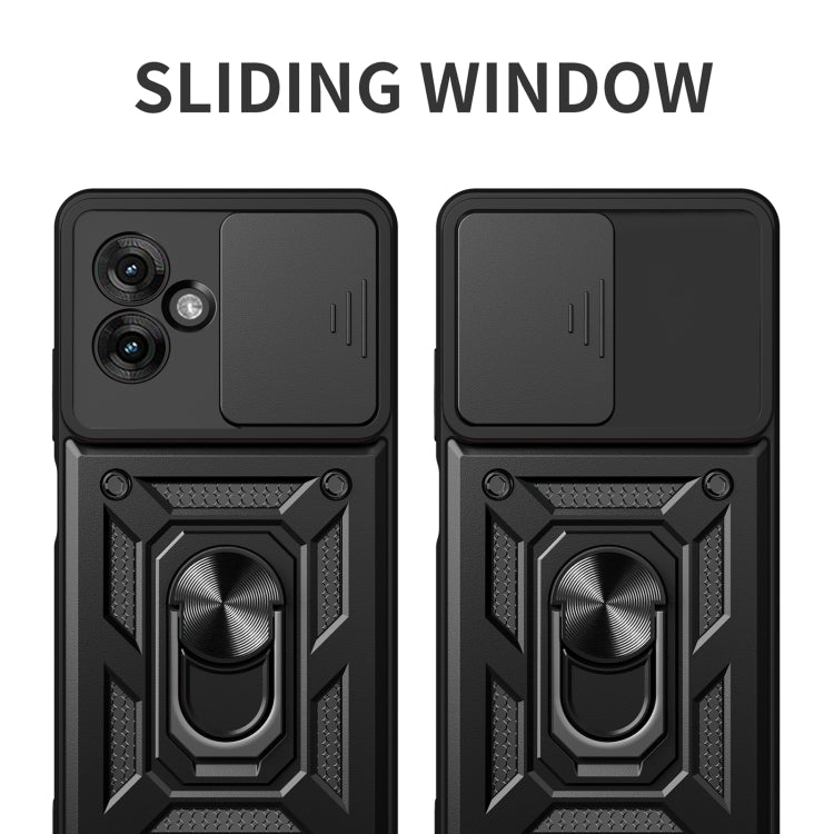 For Motorola Moto G55 Sliding Camera Cover Design TPU+PC Phone Case(Black) by bashfashion
