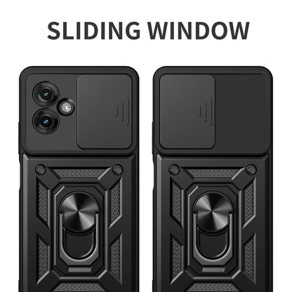 For Motorola Moto G55 Sliding Camera Cover Design TPU+PC Phone Case(Black) by bashfashion