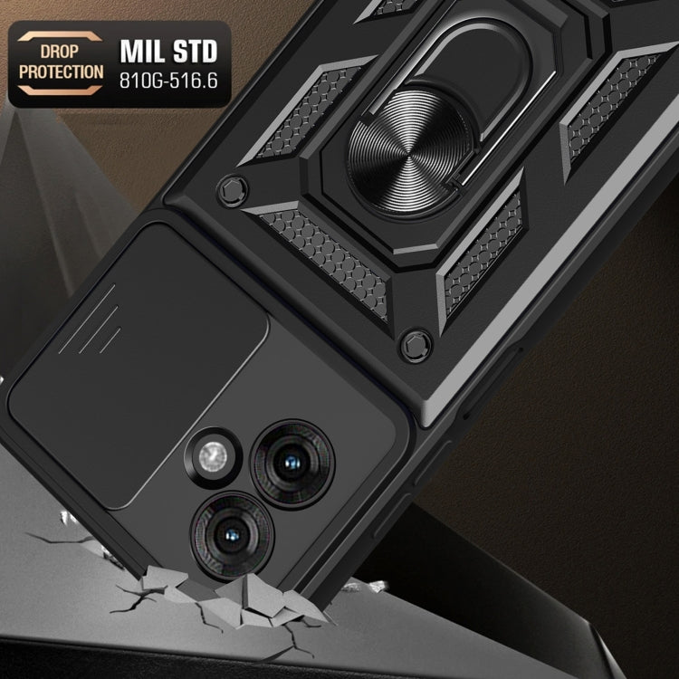 For Motorola Moto G55 Sliding Camera Cover Design TPU+PC Phone Case(Black) by bashfashion