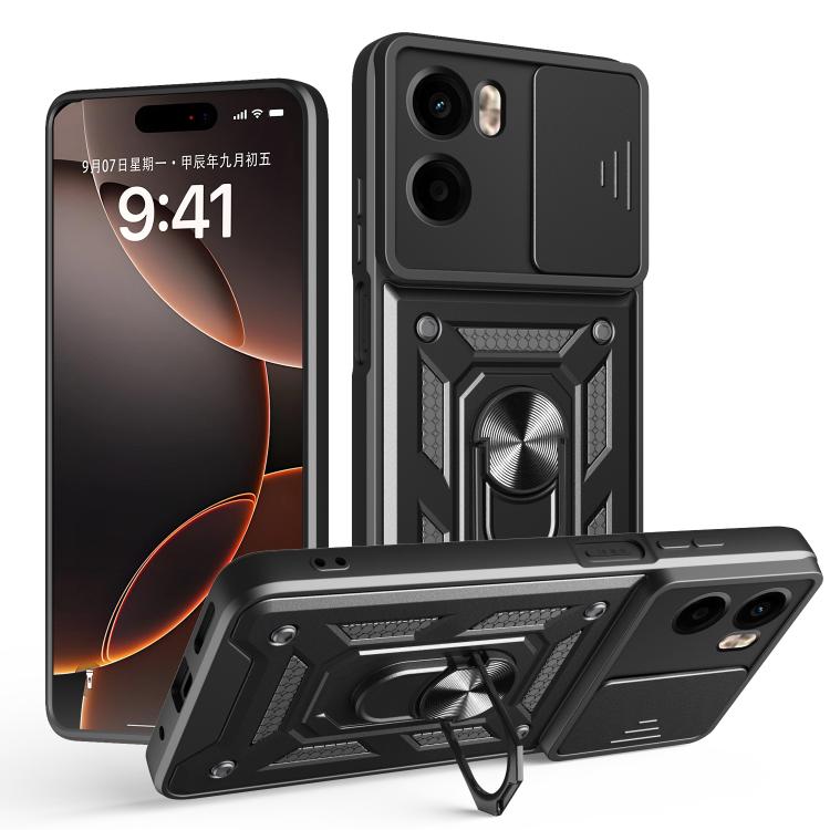 For Motorola Moto G05 Sliding Camera Cover Design TPU+PC Phone Case(Black) by bashfashion