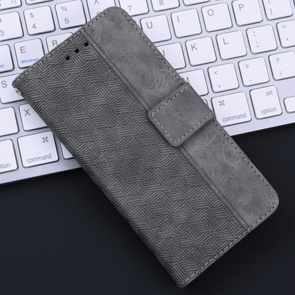 For iPhone 16e Geometric Embossed Leather Phone Case(Grey) by bashfashion