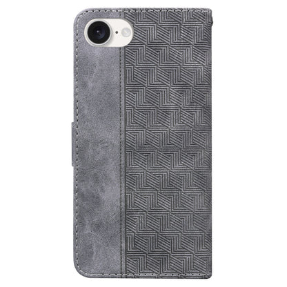 For iPhone 16e Geometric Embossed Leather Phone Case(Grey) by bashfashion