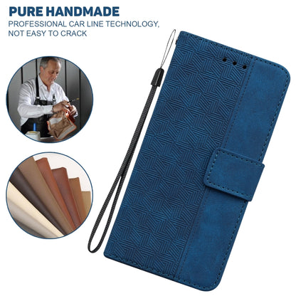 For iPhone 16e Geometric Embossed Leather Phone Case(Blue) by bashfashion