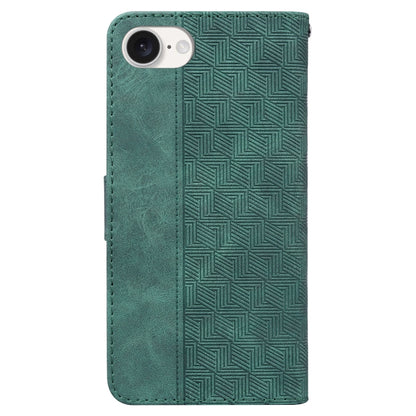 For iPhone 16e Geometric Embossed Leather Phone Case(Green) by bashfashion
