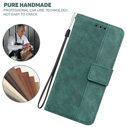 For iPhone 16e Geometric Embossed Leather Phone Case(Green) by bashfashion