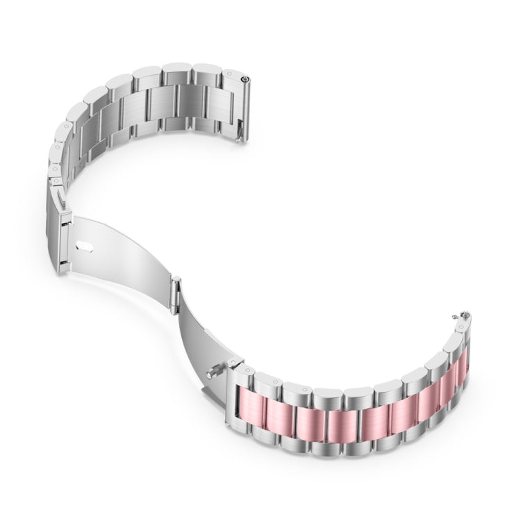 For Huawei Watch 4 / 4 Pro Three Bead Stainless Steel Watch Band(Silver Pink) by bashfashion