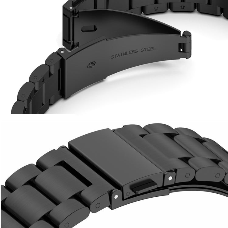 For Huawei Watch 4 / 4 Pro Three Bead Stainless Steel Watch Band(Black Silver) by bashfashion