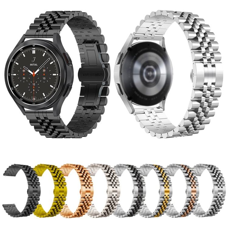 For Huawei Watch 4 / 4 Pro Five Bead Stainless Steel Watch Band(Silver Black) by bashfashion