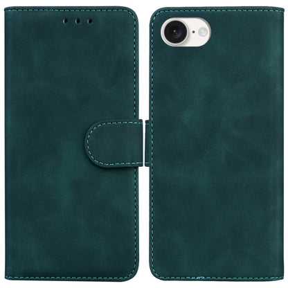 For iPhone 16e Skin Feel Pure Color Flip Leather Phone Case(Green) by bashfashion