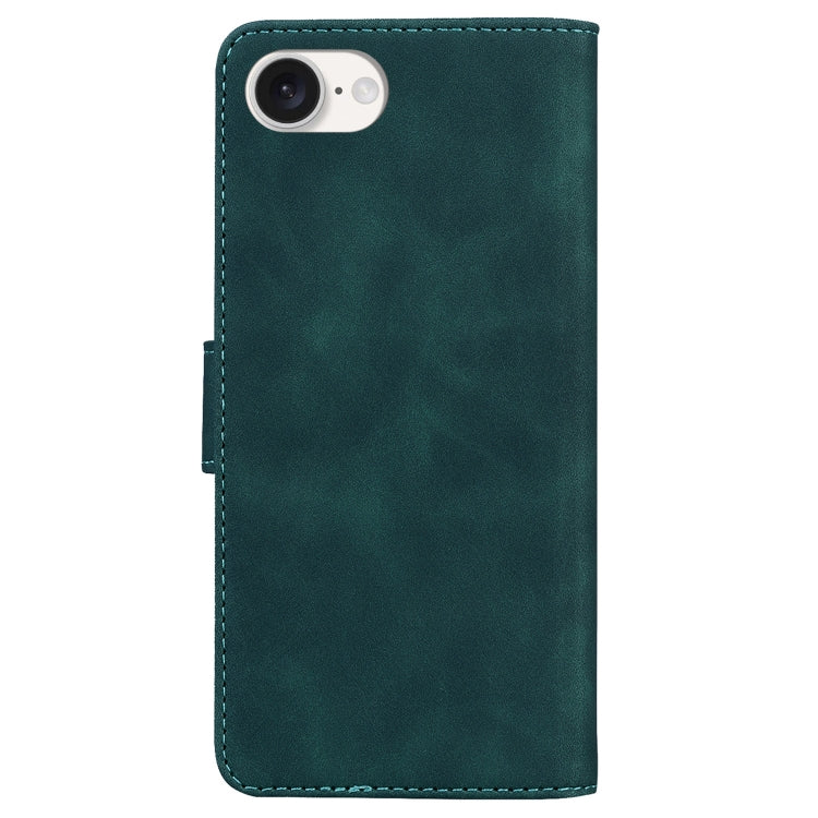 For iPhone 16e Skin Feel Pure Color Flip Leather Phone Case(Green) by bashfashion