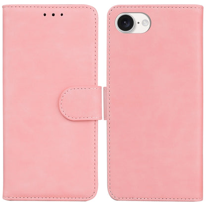For iPhone 16e Skin Feel Pure Color Flip Leather Phone Case(Pink) by bashfashion