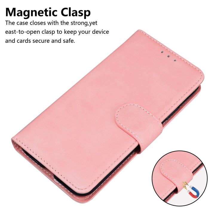 For iPhone 16e Skin Feel Pure Color Flip Leather Phone Case(Pink) by bashfashion