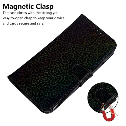 For iPhone 16e Colorful Magnetic Buckle Leather Phone Case(Black) by bashfashion