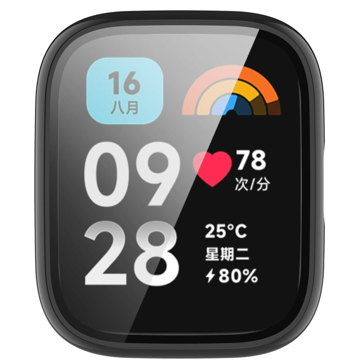 For Redmi Watch 3 Lite PC + Tempered Film Integrated Watch Protective Case(Black) by bashfashion