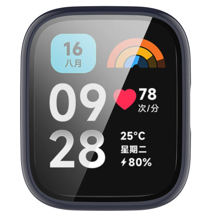 For Redmi Watch 3 Lite PC + Tempered Film Integrated Watch Protective Case(Ink Blue) by bashfashion