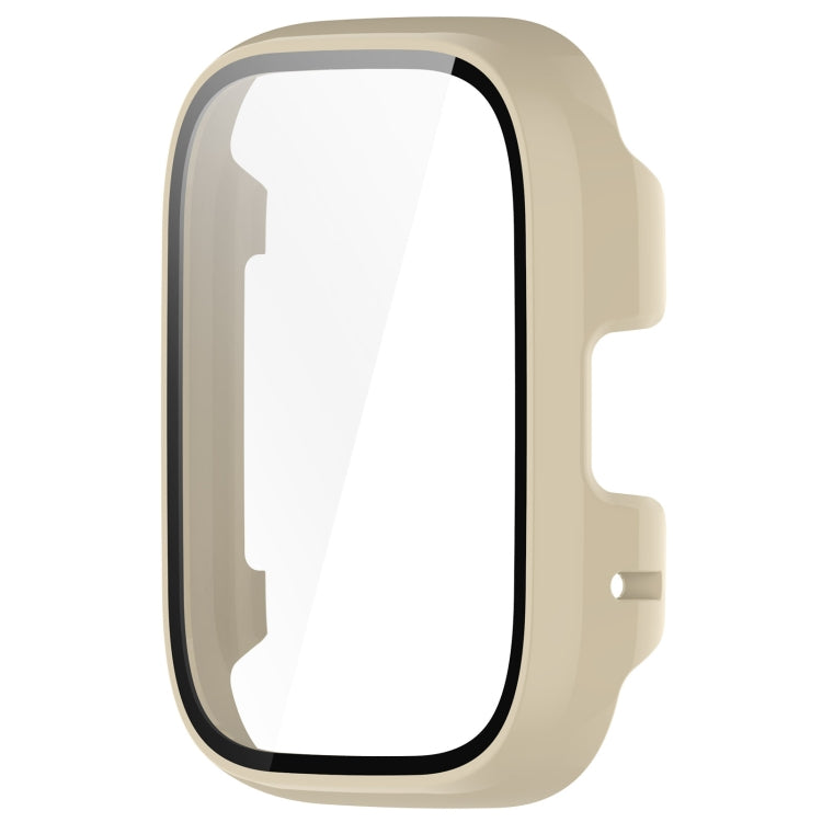 For Redmi Watch 3 Lite PC + Tempered Film Integrated Watch Protective Case(Ivory White) by bashfashion