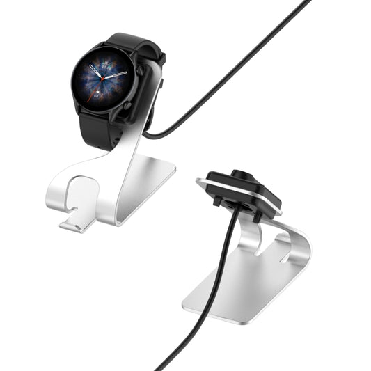 For Amazfit T-Rex Ultra Rotatable Smart Watch Charger Metal Dock Charger Bracket(Silver) by bashfashion