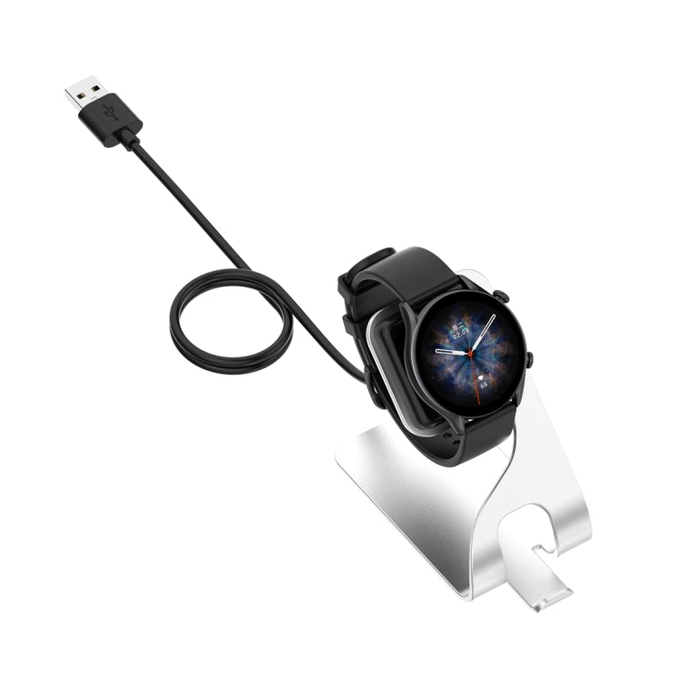 For Amazfit T-Rex Ultra Rotatable Smart Watch Charger Metal Dock Charger Bracket(Silver) by bashfashion