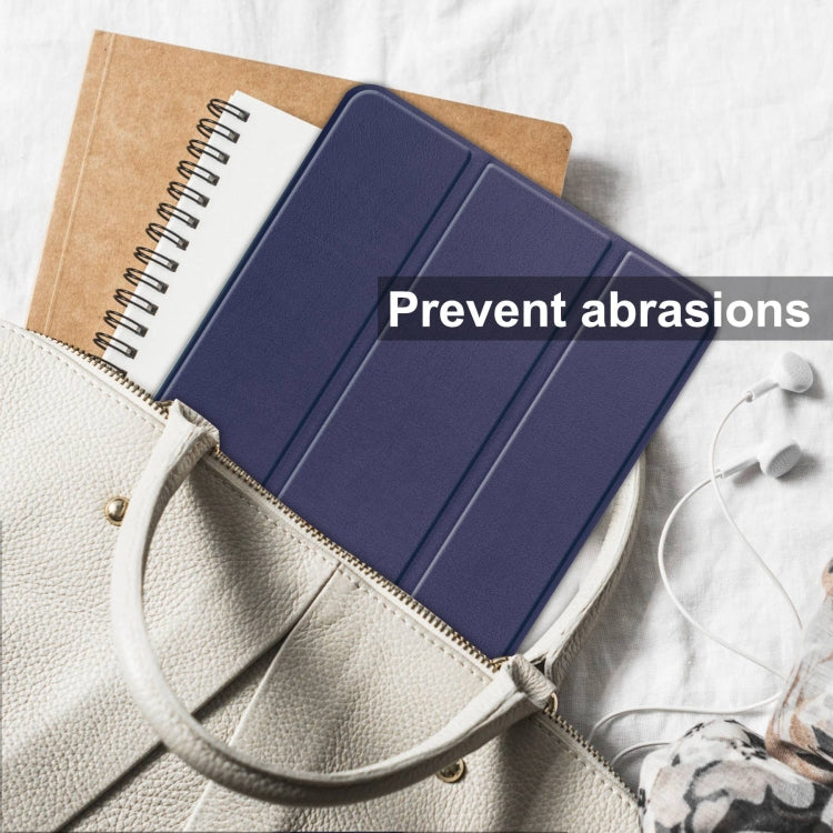 For Samsung Galaxy Tab S10 Ultra / S9 Ultra Custer Pure Color 3-Fold Holder Smart Leather Tablet Case(Dark Blue) by bashfashion