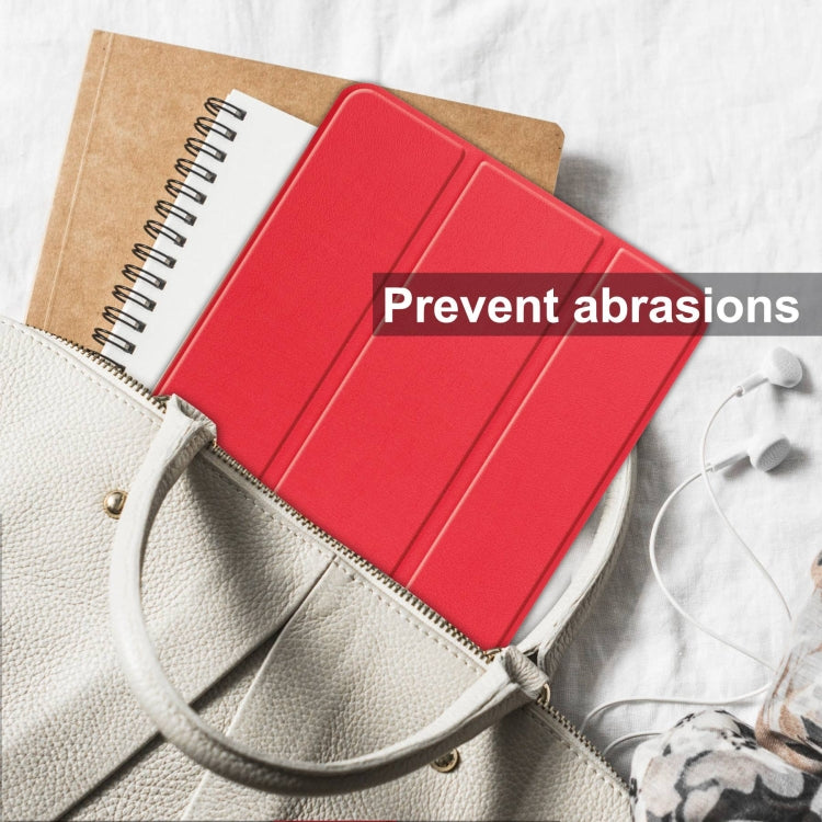 For Samsung Galaxy Tab S10 Ultra / S9 Ultra Custer Pure Color 3-Fold Holder Smart Leather Tablet Case(Red) by bashfashion