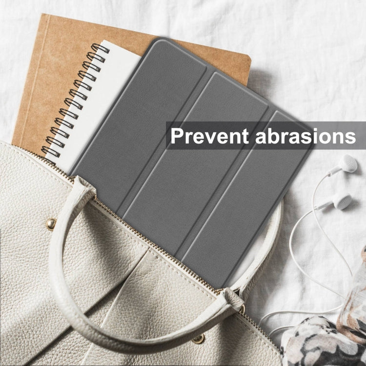 For Samsung Galaxy Tab S10 Ultra / S9 Ultra Custer Pure Color 3-Fold Holder Smart Leather Tablet Case(Grey) by bashfashion