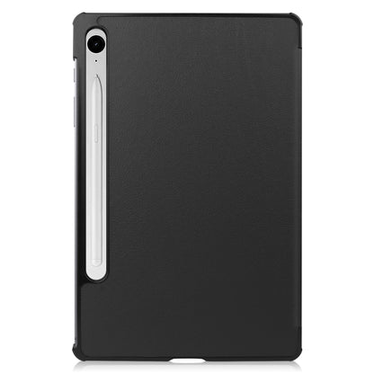For Samsung Galaxy Tab S9 FE / S10 FE Custer Pure Color 3-Fold Holder Smart Leather Tablet Case(Black) by bashfashion