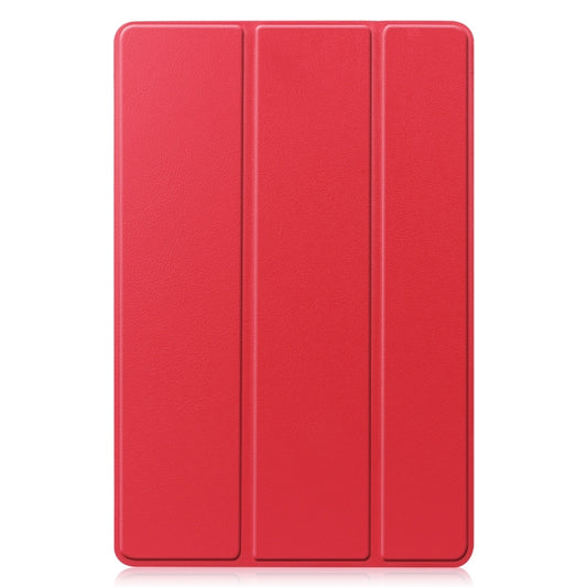 For Samsung Galaxy Tab S9 FE / S10 FE Custer Pure Color 3-Fold Holder Smart Leather Tablet Case(Red) by bashfashion