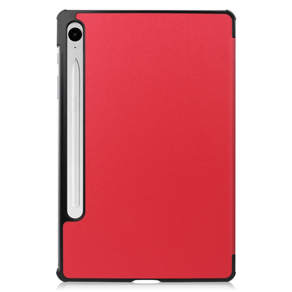 For Samsung Galaxy Tab S9 FE / S10 FE Custer Pure Color 3-Fold Holder Smart Leather Tablet Case(Red) by bashfashion